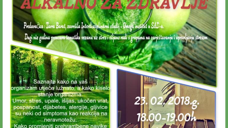 Predavanje “Alkalno za zdravlje”, Tarra Barat, 23.02.2018., petak , 18.00-19.00h