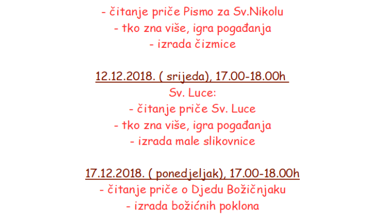 Događanja u prosincu