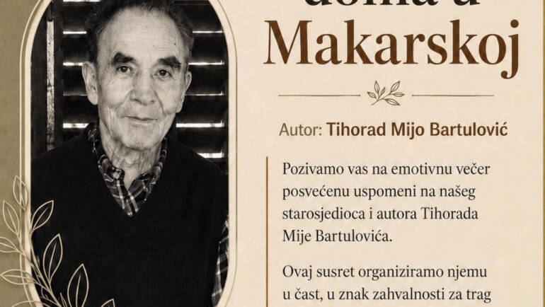 Promocija zbirke pjesama “Iz staračkog domau Makarskoj”-poshumno Tihorad Mijo Bartulović